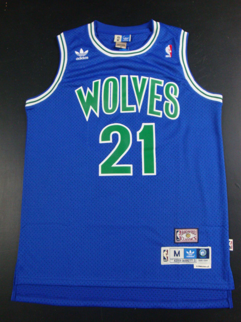 NBA Minnesota Timberwolves 21 Kevin Garnett Swingman Throwback Blue Jersey